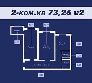 капсула дом бишкек: 2 комнаты, 73 м², Элитка, 4 этаж, Готовая ПСО (под самоотделку) — 1