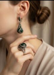 свадебные платья для покрытых: Комплект из серебра 925 пробы. Марказиты. Камни натуральные (цвет — 12