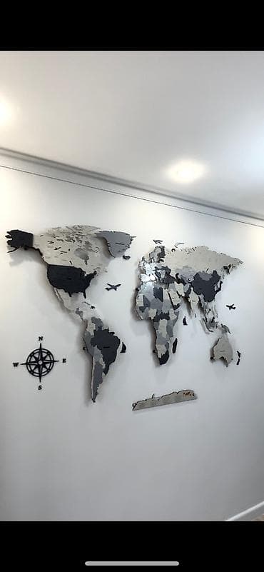 Майрамдык товарлар: Карта мира 200х120см . С установкой по городу. Все страны вместе — 7