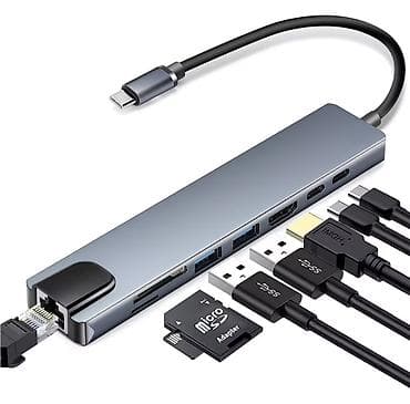 продажа ноутбуков на запчасти: Многофункциональный USB‑C хаб 8‑в‑1 для ноутбуков и планшетов. Порты — 3