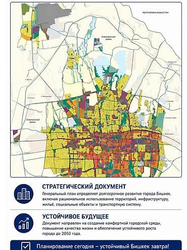 Генеральный план города Бишкек до 2050 года размер 1 метр в ширину и — 2