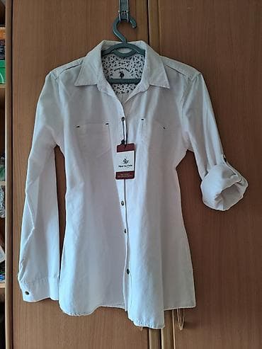 Белая женская рубашка Mine’ns Polo Хлопок 100% - Классическая рубашка lalafo.kg да Белая женская рубашка Mine’ns Polo Хлопок 100% - Классическая рубашка