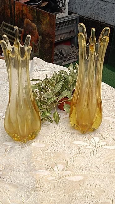 короны: Пара декоративных художественных ваз из стекла (ручная работа) - — 1