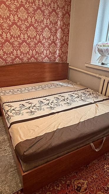 Эки кишилик керебеттер: Двуспальная кровать с высоким изголовьем и основанием из ЛДСП под — 3