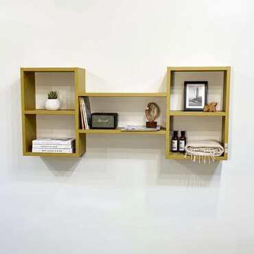 шкафы и стеллажи: Полка навесная P001 (Винил Желтый) Большая и стильная настенная полка — 1