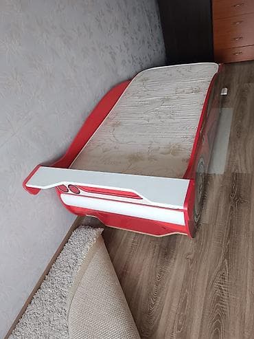 кровать машинка с матрасом: Кровать-машинка, Б/у, ЛДСП — 2