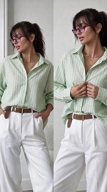 женские полосатые шарфы: Рубашка, Классическая модель, Оверсайз, В полоску, Китай — 3