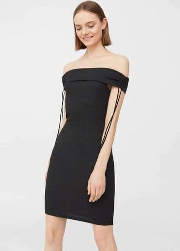 черное короткое платье с открытой спиной: Вечернее платье, Короткая модель, Без рукавов, S — 3