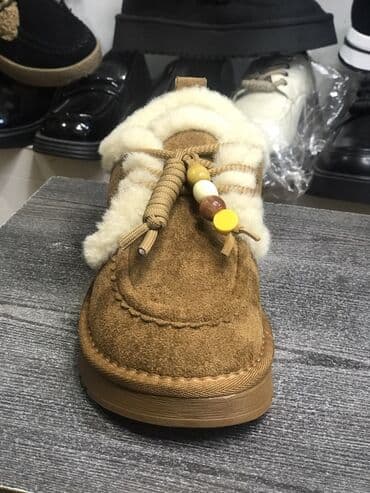 удобная обувь: Тёплые замшевые полуботинки/мокасины с меховой отделкой - Верх — 2