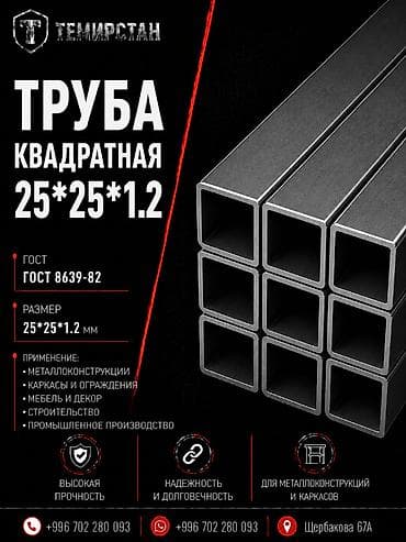 металоприем: Металлопрокат: профильные трубы, Сталь, Квадратная, Электросварная, Без покрытия, В розницу, Новый, Бесплатная доставка, Резка — 1