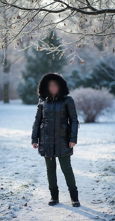 Новая Женская зимняя куртка-пуховик, черная, длина до бедра