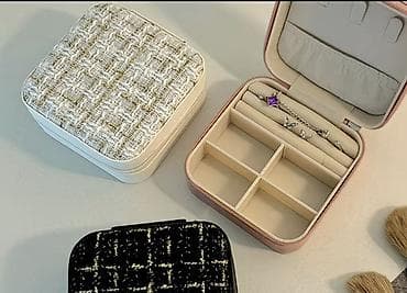 Розовый и белый Компактная шкатулка-органайзер для украшений -