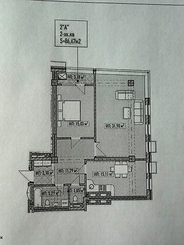 86: 2 комнаты, 86 м², Элитка, 8 этаж, ПСО (под самоотделку) — 7