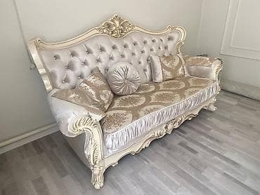 мебель деревянная: Комплект мягкой мебели, Б/у, Самовывоз, цвет - Бежевый — 2