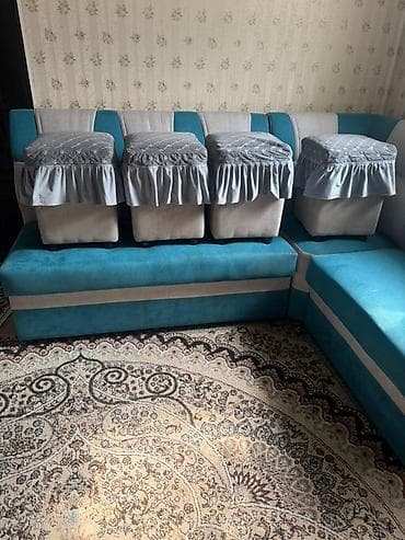 столы раскладные для гостинной: Кухонный мягкий уголок, Б/у, Дерево, цвет - Голубой — 8