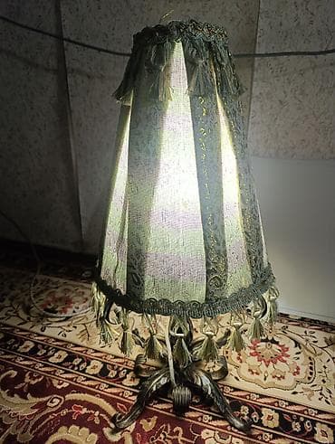 дом потолок: Настольная лампа в классическом стиле с тканевым абажуром и кованым — 3