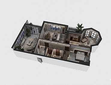 2 комнаты, 64 м², Индивидуалка, 3 этаж, ПСО (под самоотделку) — 3