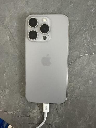 IPhone 15 Pro, Б/у, 256 ГБ, Серебристый, Кабель, 87 %