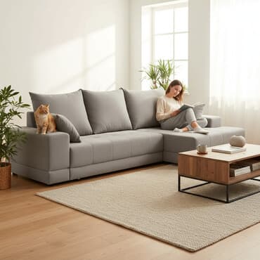 Угловой диван, Складной, Трехместный