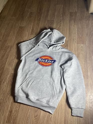 tech flece: Толстовка с капюшоном Dickies - Цвет: светло-серый меланж - Принт — 1