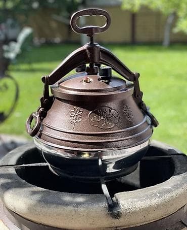 Чугунный афганский казан-скороварка с герметичной крышкой и прижимным