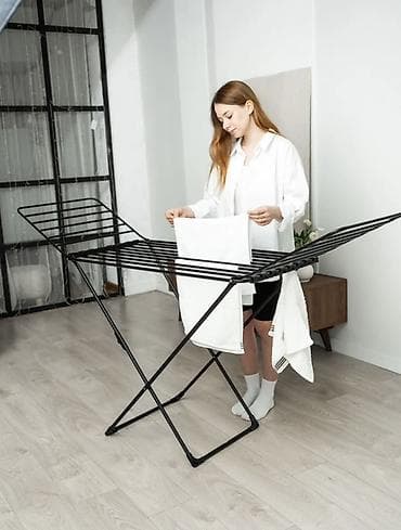 раскладная сушилка для белья: Сушилка, цвет - Черный, Новый — 8