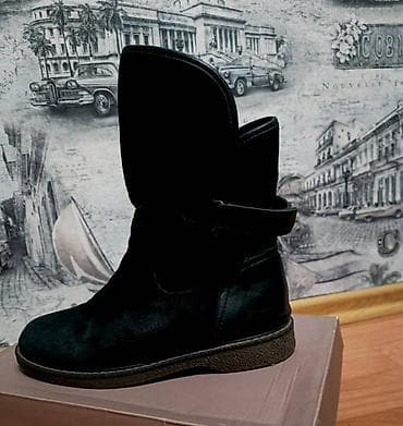 Женская обувь: Продам сапоги из натуральной замши, с натуральным мехом, 37 размер — 1