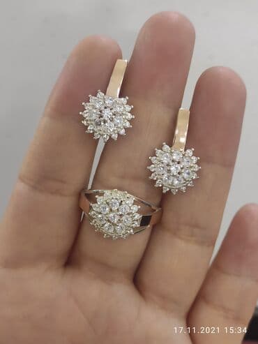 эксклюзивные свадебные пригласительные: Набор украшений, Проба 925, Женские, Новый — 1