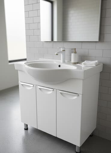 железные шкафы для офиса: Тумба для ванны, С раковиной, цвет - Белый — 1