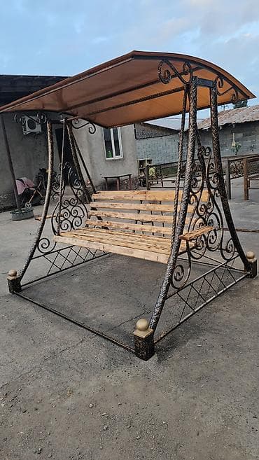 коврик для дом: Садовые качели Металл, Со спинкой, С крышей — 3