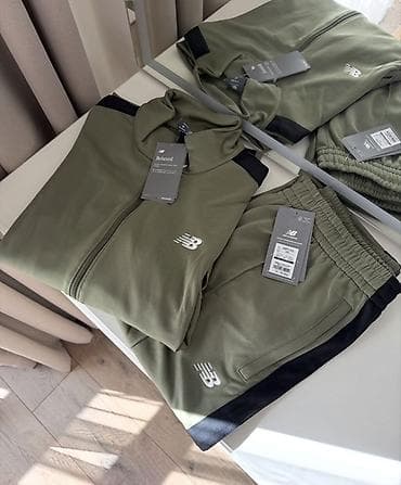Спортивный костюм New Balance (верх + брюки), цвет хаки с контрастными — 1