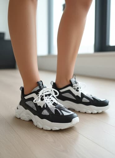 Кроссовки спортивные, черно-белые - Тип: кроссовки для повседневной