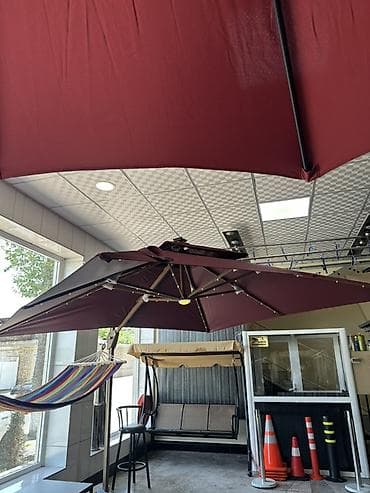 газон полив: Уличный зонт с подсветкой - Тип: большой садовый/кафе-зонт с боковой — 2