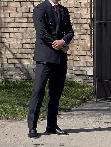 прокат мужской костюм: Мужской костюм, L, Новый, цвет - Черный, Платная доставка, Самовывоз — 1