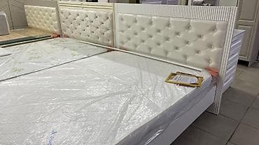 Уктоочу бөлмө гарнитурлары: Уктоочу бөлмө гарнитуру, Жаңы, Эки кишилик керебет, Шкаф, Комод, МДФ, Акысыз жеткирүү, түсү - Ак — 5