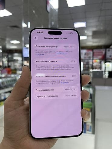 IPhone 15 Pro Max, 256 ГБ, цвет светлый (Titanium). На экране — 4