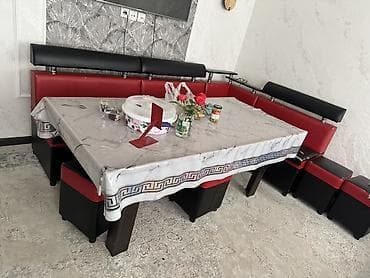 угловой диван кухонный: Кухонный стол и стул, цвет - Красный — 4