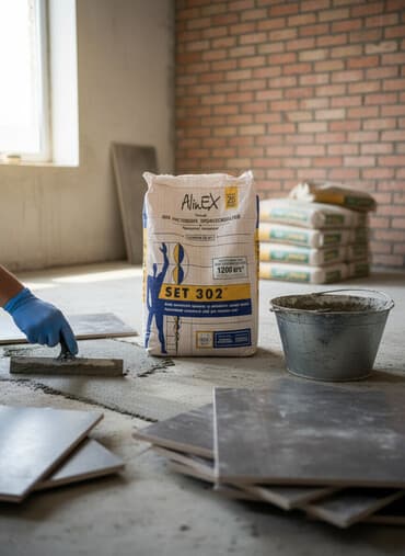 жидкий травертин материал: Клей цементный водостойкий AlinEx SET 302 предназначен для укладки — 1