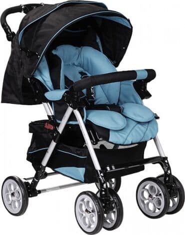 прогулочные коляски: Коляска, цвет - Голубой, Б/у — 1