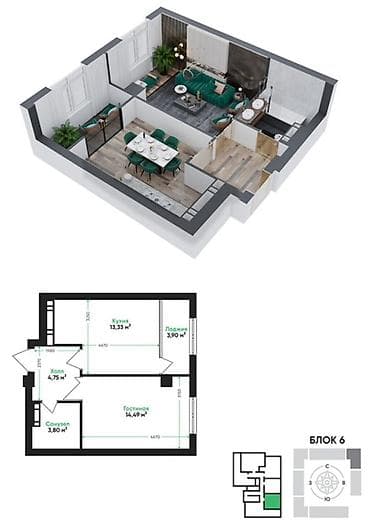 2026: 1 комната, 40 м², Элитка, 11 этаж, Готовая ПСО (под самоотделку) — 5