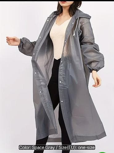 pull and beer: Дождевик-плащ с капюшоном, цвет Space Gray, размер EU: one-size. - — 4