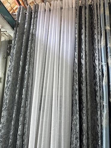 шторы для офиса: Комплект шторы тюля +партера - Плотные портьеры на люверсах — 1