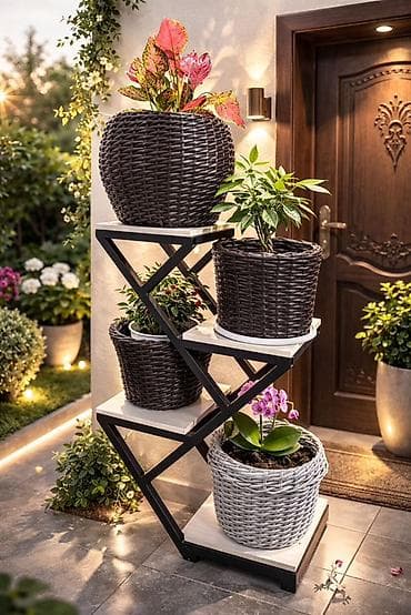 Горшки для растений: Плетёные кашпо для растений - Материал: синтетический ротанг — 4