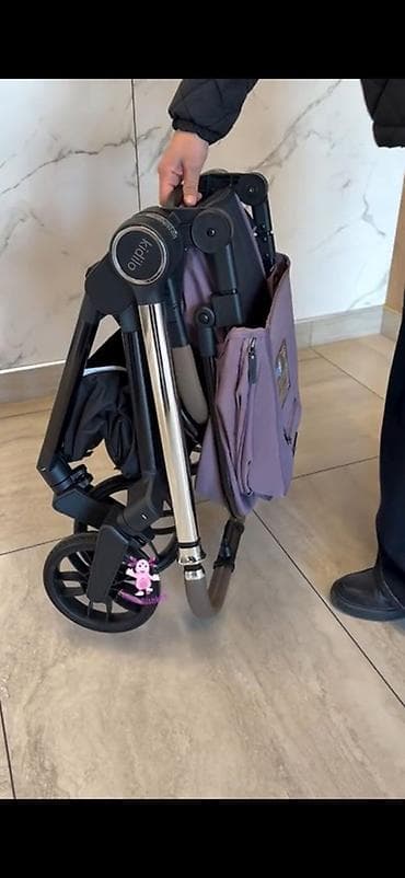 самокат дет: Коляска, Другой бренд, цвет - Фиолетовый, Новый — 9