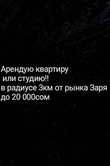 студья: Арендую квартиру или студию в радиусе 3± км от рынка Заря, до — 1