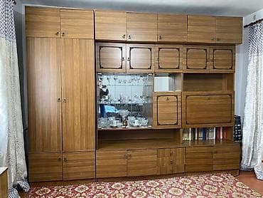 Стенка-шкаф, Тип стенки-шкафа: Советская, Для зала, Б/у, Особенности: С отделением под телевизор