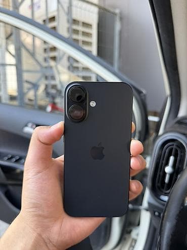 IPhone 16, Б/у, 128 ГБ, Черный, Зарядное устройство, Защитное стекло, Чехол, 90 %