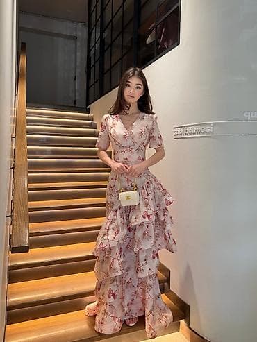 кыргызские национальные платья: Вечернее платье, Пышное, Длинная модель, Без рукавов, Шлейф, M — 3