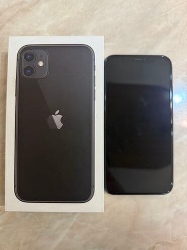 iphone бу телефон: IPhone 11, Б/у, 128 ГБ, Черный, Коробка, 82 % — 1