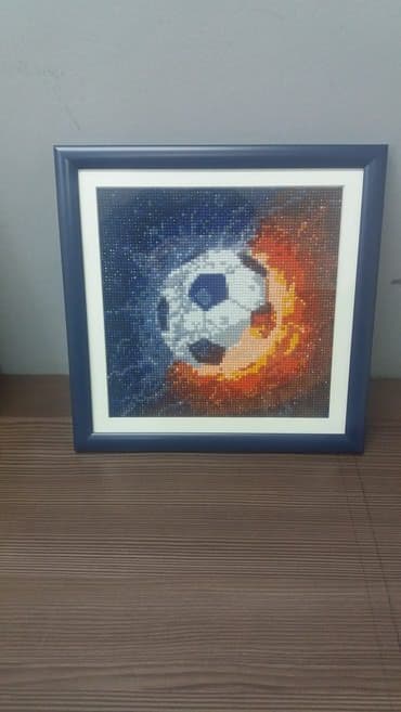 рамка для фото: "Футбольный мяч" - Картина 5Д из разноцветных стразов. декор стены — 2